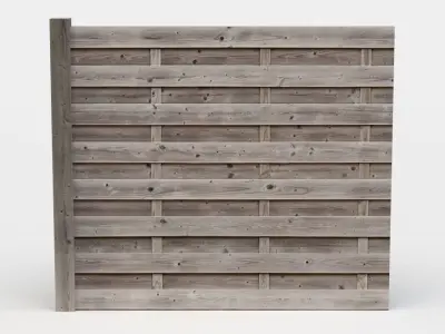 Wooden fence Low-poly 3D model
