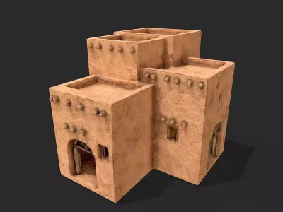 Clay Desert Egypt Village House 8 Low-poly 3D model