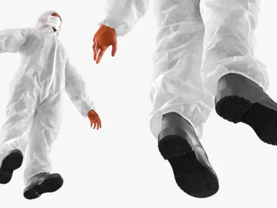  Protective Disposable Jumpsuit and Mask on Female Fur 
