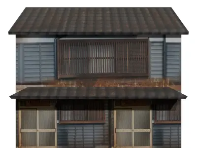 Two Floor old Japanease House Low-poly 3D model