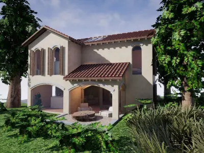 SHC Spanish Modern House 2 Low-poly 3D model