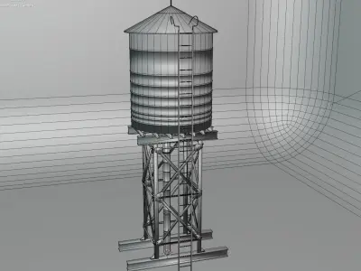 Water tank rooftop game ready asset Low-poly 3D model