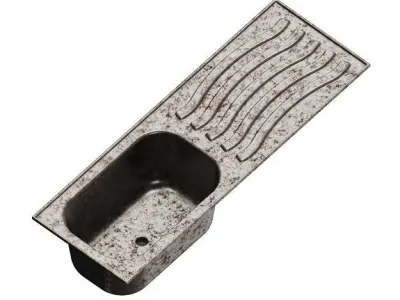 Rusty Kitchen Sink Drainboard 3D model