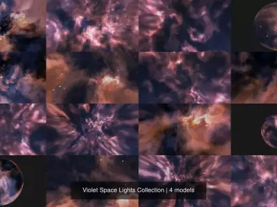 Violet Space Lights Collection 3D Model Pack