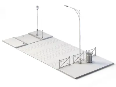 Street Path Set 6m x 14m Low-poly 3D model