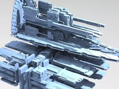 Sci-fi Alien Freighter Launcher 3  3D model