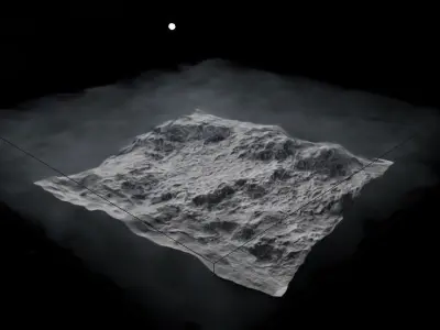 Moon Surface 360 Environment with Earth Low-poly 3D model