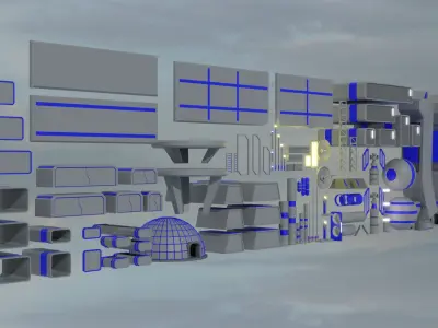 Sci-fi Ground Buildings Low-poly 3D model