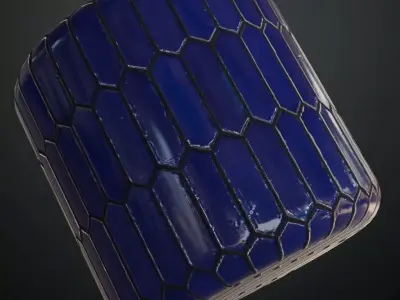 Modern Glossy Cobalt Blue Vertical Picket Tiles PBR Seamless Texture