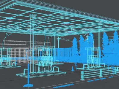 Gas Station Low-poly 3D model