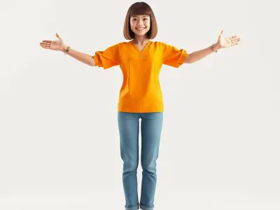 Energetic Teen Explorer LowPoly PBR D Character Model Low-poly 3D model