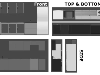 Kitchen furniture asset pack Low-poly 3D model