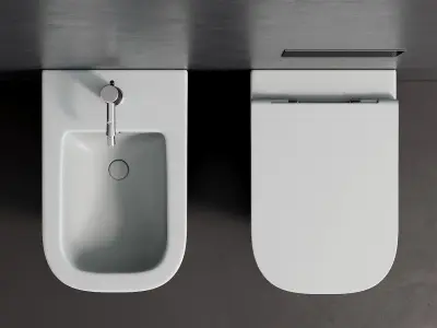 Esedra by SDR Ceramiche Quadra Wall-Hung WC Low-poly 3D model