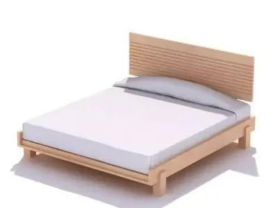 Wooden Platform Bed 3D model