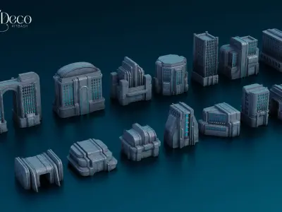 Art Deco - City  Kitbash 3D model