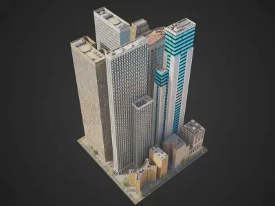 Realistic City District H20-H36 MAYA Low-poly 3D model