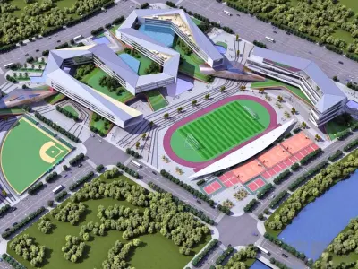 Modern University Campus Masterplan 3D model