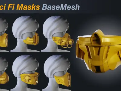 20 Sci Fi Masks Base Mesh Fbx  Obj 3D model