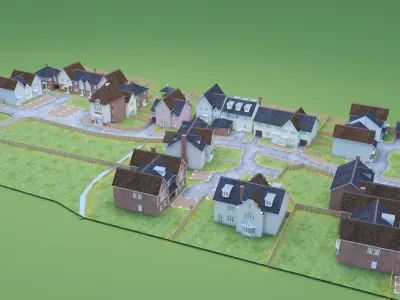 UK country neighborhood 3D model