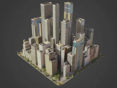 Realistic City S7 MAYA Low-poly 3D model