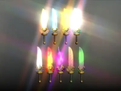 Elemental great swords collection Low-poly 3D model