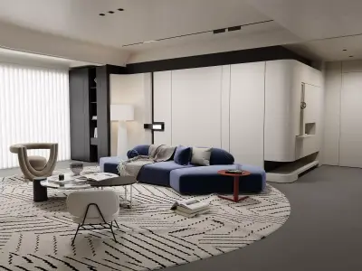 Contemporary Minimalist Lounge 3D model