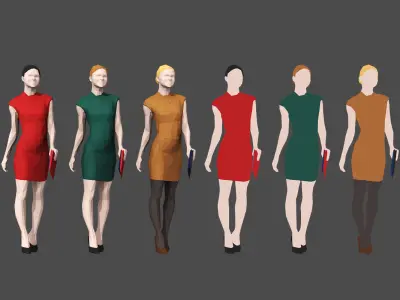 Colored Lowpoly People Low-poly 3D model