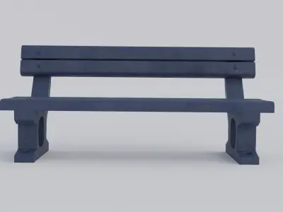Station bench Low-poly 3D model