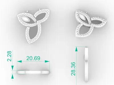 Trinity Diamond Pendant Necklace 3D print model