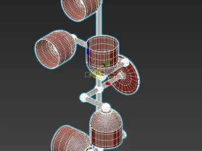 master three light wall sconce in brass and glass 3D model