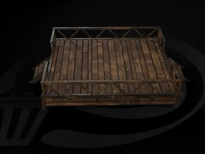 AAA Medieval Primal Jungle Wooden Platform 01 R Low-poly 3D model