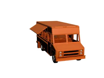 Orange Food Truck Modern Street Food  Mobile Kitchen Vehicle 3D model