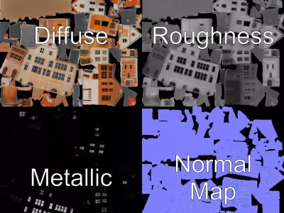 Charming Brick Facade model pack Low-poly 3D model