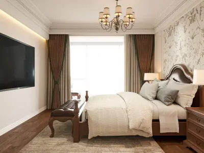 American-style bedroom 3D model 3D model