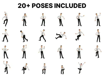 Business Office Man Character Rigged Low-poly 3D model