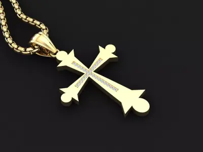 High Cross Pendant Light Gold 18K 3CP037 3D print model