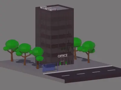 Low Poly Skyscraper Highrise Office Building Low-poly 3D model