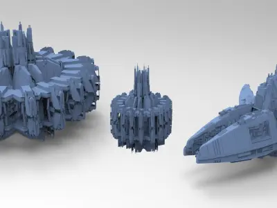 Sci-Fi dark Platforms 3 Monoliths 3D model