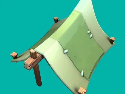 Stylized tent Low-poly 3D model