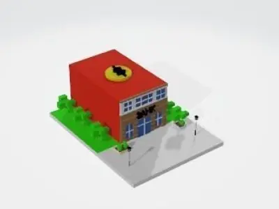 bank model building Low-poly 3D model