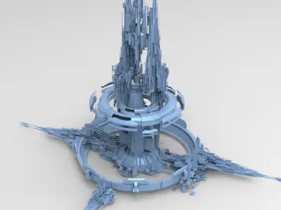 Cyberpunk Hourglass Tide turner Tower 2 island cities collection Low-poly 3D model