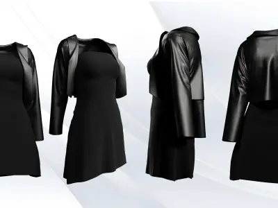 STRAPLESS DRESS WITH SMALL JACKET 3D model