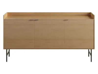 Volga oak 3-door sideboard Low-poly 3D model