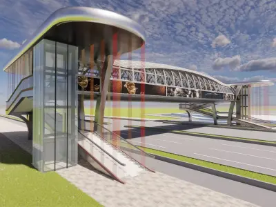 Pedestrian Bridge -A8 3D model