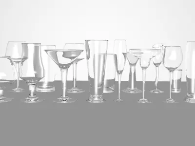 Big glass collection Free low-poly 3D model