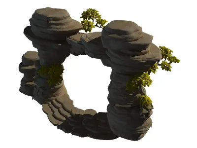 Mount cliff - door plant 3D model