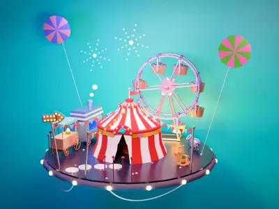 carnival ferris wheel and rides Free 3D model