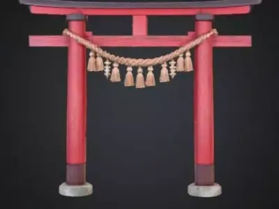Realistic shrine torii gate 3D model