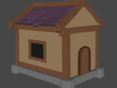 Low Poly Pack house with roof Low-poly 3D model