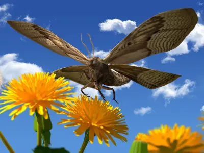  Animated Owl Moth Flight Rigged for Maya 